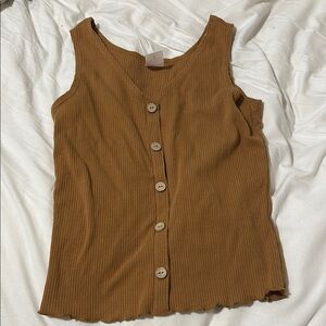 No Boundaries Brown Ribbed Sleeveless Tank Top